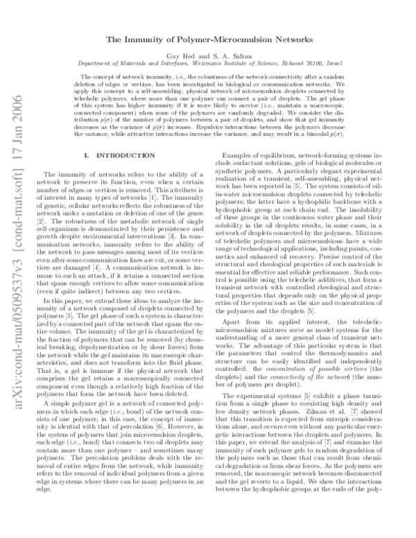 (PDF) The immunity of polymer-microemulsion networks