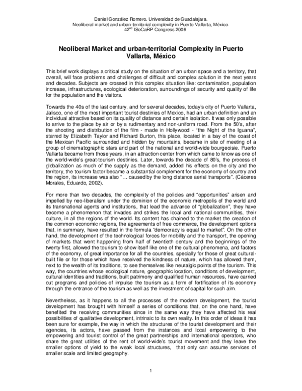 Pdf Neoliberal Market And Urban Territorial Complexity In Puerto
