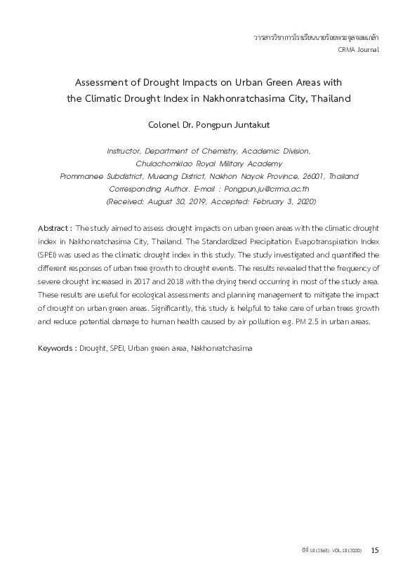 (PDF) Assessment of Drought Impacts on Urban Green Areas with the ...