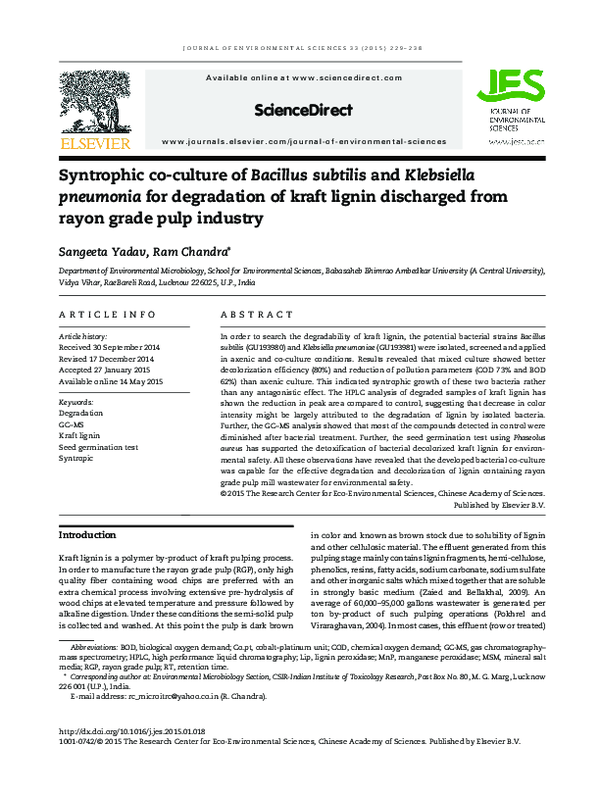 (PDF) Syntrophic co-culture of Bacillus subtilis and Klebsiella ...
