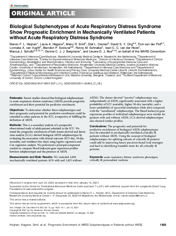 (PDF) Biological Subphenotypes of Acute Respiratory Distress Syndrome ...