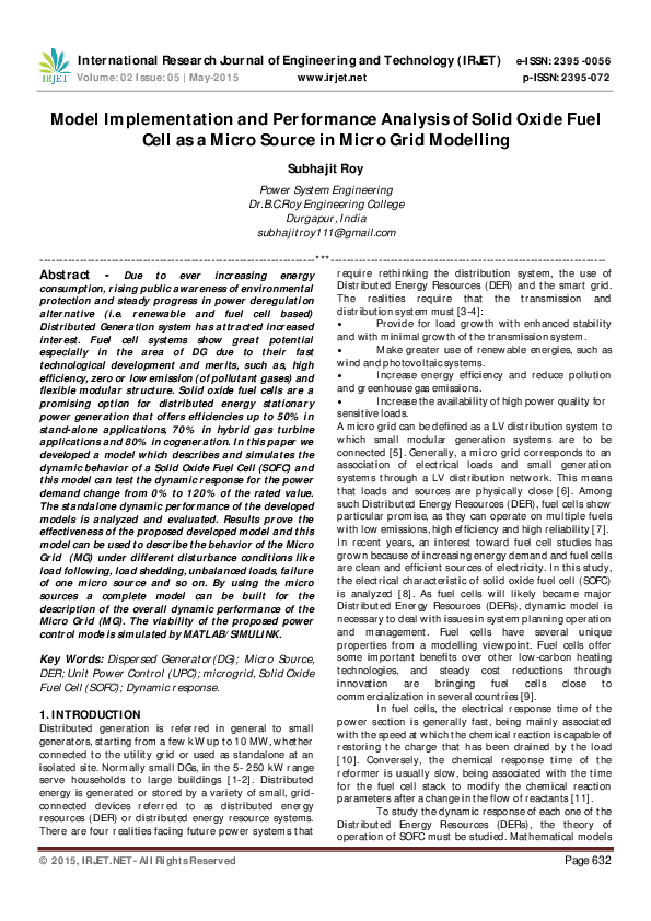 (PDF) Model Implementation and Performance Analysis of Solid Oxide Fuel ...