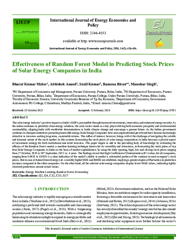 (PDF) Effectiveness of Random Forest Model in Predicting Stock Prices ...