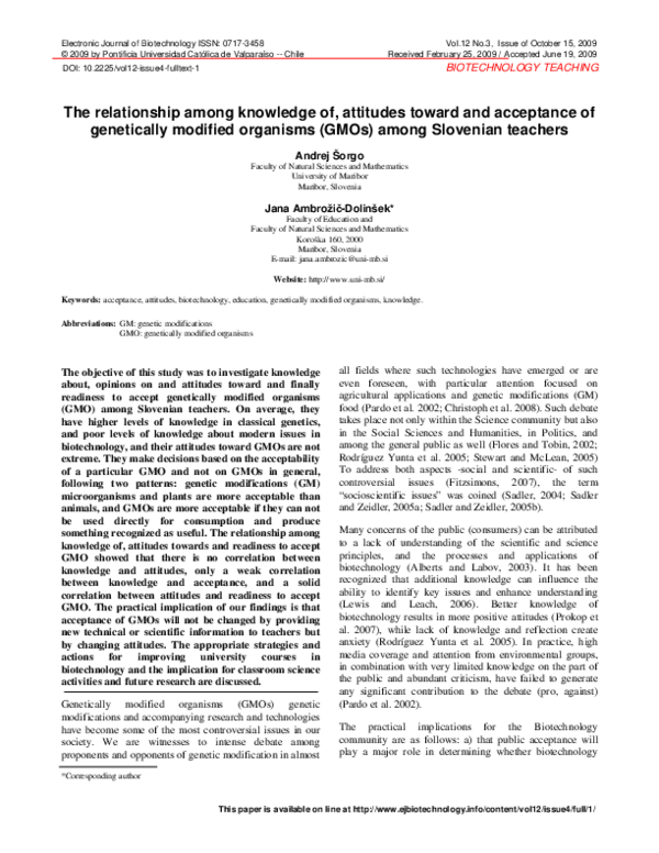 (PDF) The relationship among knowledge of, attitudes toward and ...