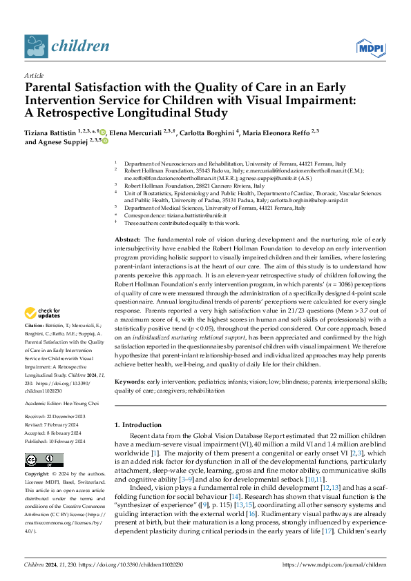 (PDF) Parental Satisfaction with the Quality of Care in an Early ...