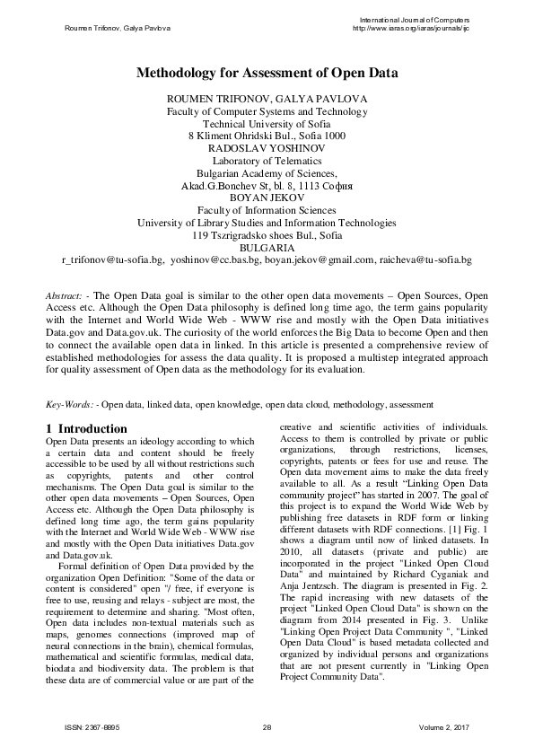 (PDF) Methodology for Assessment of Open Data