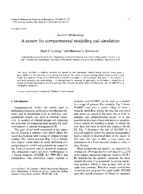 (PDF) A system for compartmental modelling and simulation