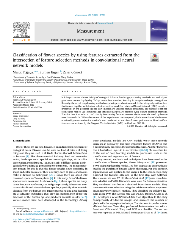 (PDF) Classification of flower species by using features extracted from ...