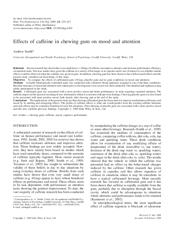 (PDF) Effects of caffeine in chewing gum on mood and attention