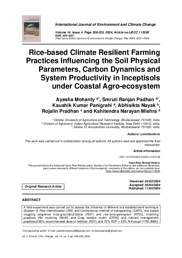 (PDF) Rice-based Climate Resilient Farming Practices Influencing the ...