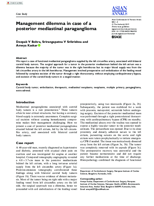 (PDF) Management dilemma in case of a posterior mediastinal paraganglioma