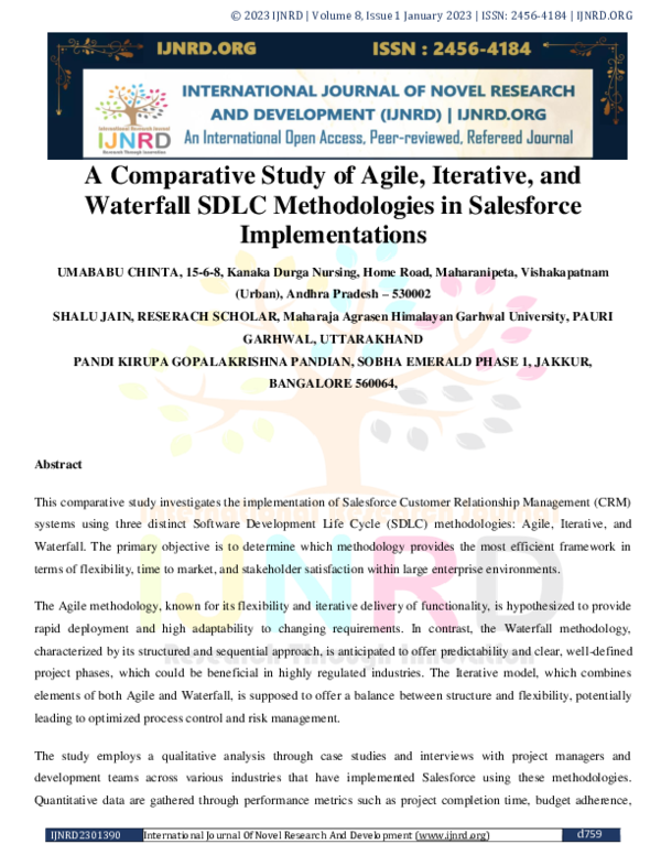 (PDF) A Comparative Study of Agile, Iterative, and Waterfall SDLC ...