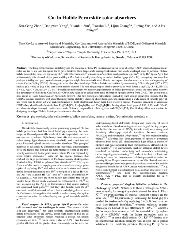 (PDF) Cu-In Halide Perovskite (CIHP) solar absorbers