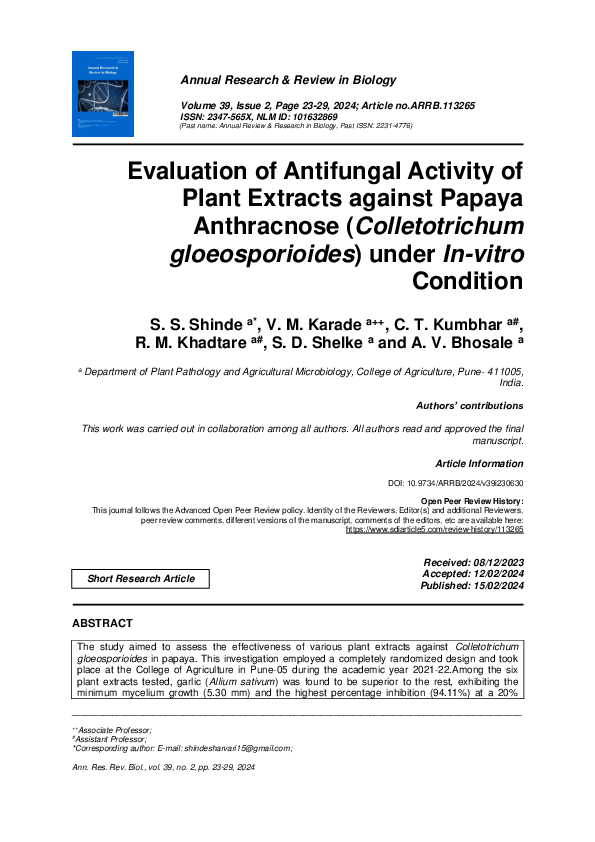 (PDF) Evaluation of Antifungal Activity of Plant Extracts against ...