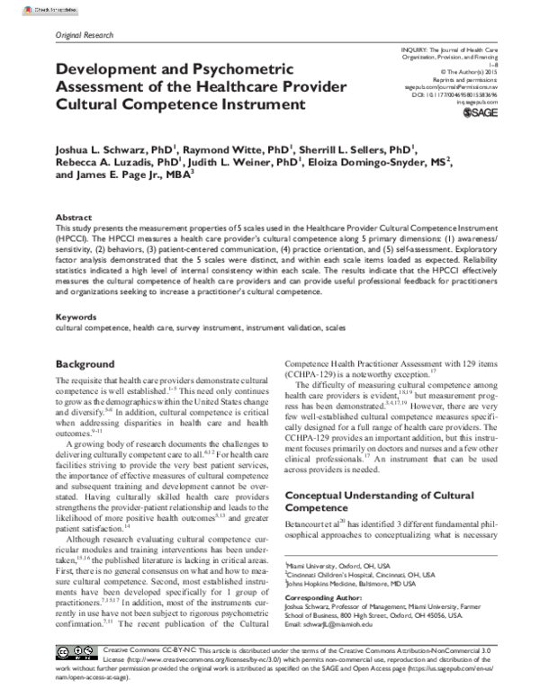 (PDF) Development and Psychometric Assessment of the Healthcare ...