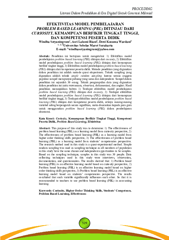 (PDF) Efektivitas Model Pembelajaran Problem Based Learning (PBL ...