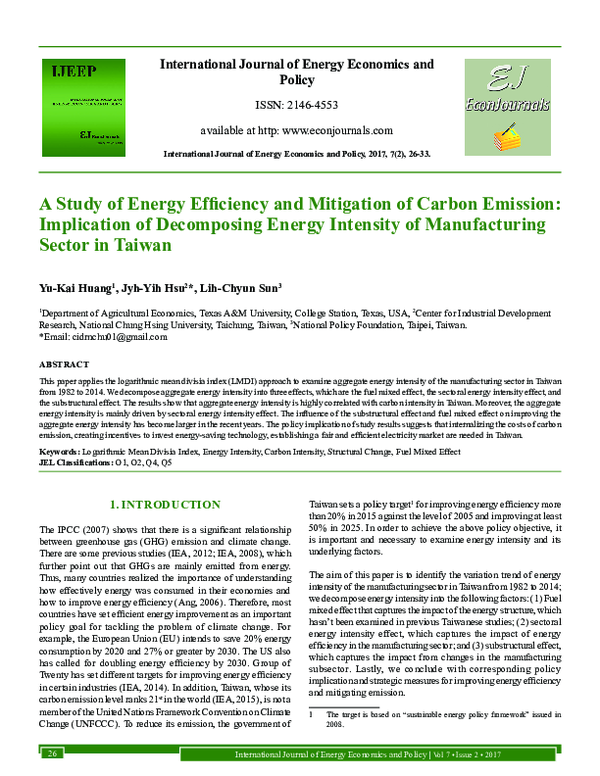 (PDF) A Study of Energy Efficiency and Mitigation of Carbon Emission ...