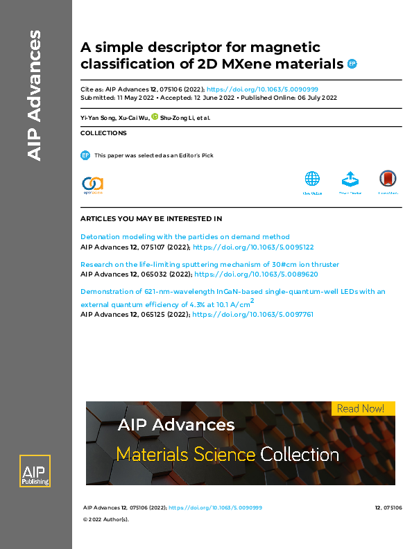 (PDF) A simple descriptor for magnetic classification of 2D MXene materials
