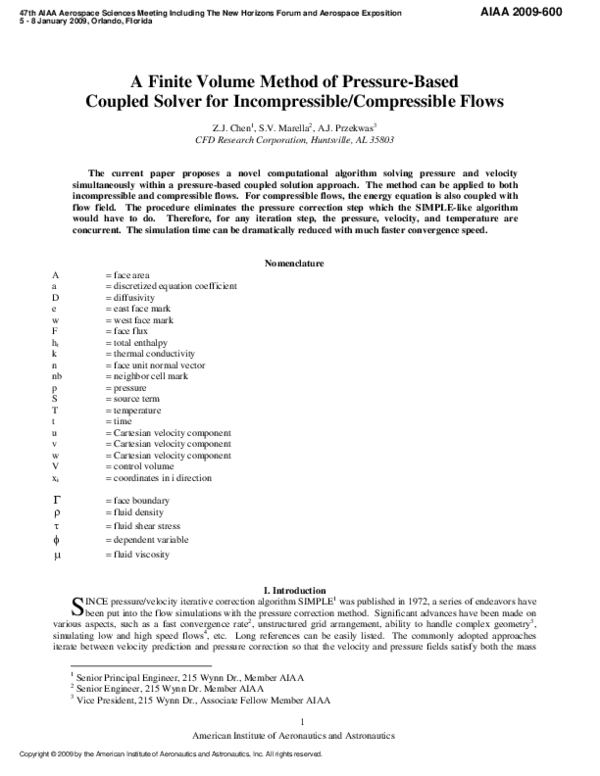 (PDF) A Finite Volume Method of Pressure-Based Coupled Solver for ...