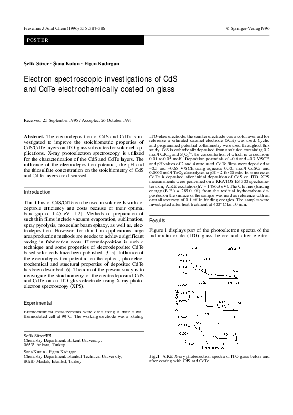 (PDF) Electron spectroscopic investigations of CdS and CdTe ...