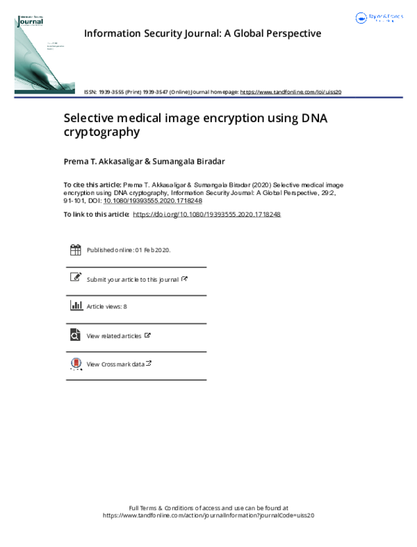 (PDF) Selective medical image encryption using DNA cryptography
