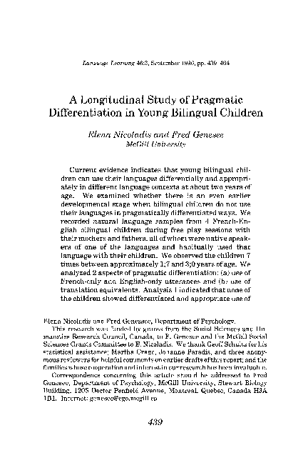 (PDF) A Longitudinal Study of Pragmatic Differentiation in Young ...