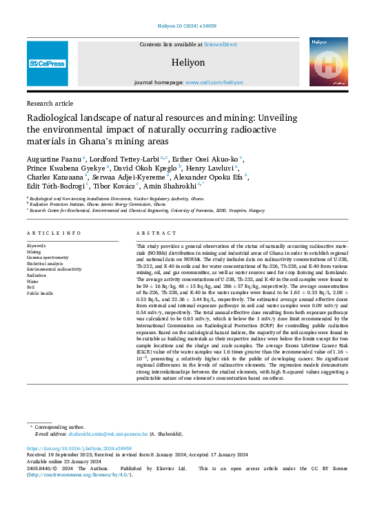 (PDF) Radiological landscape of natural resources and mining: Unveiling ...