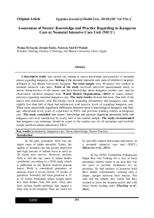(PDF) Assessment of Nurses' Knowledge and Practice Regarding to ...