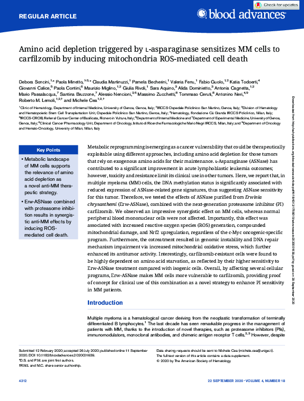 (PDF) Amino acid depletion triggered by ʟ-asparaginase sensitizes MM ...