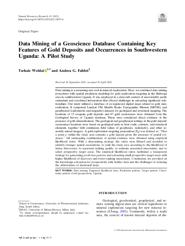 (PDF) Data Mining of a Geoscience Database Containing Key Features of ...