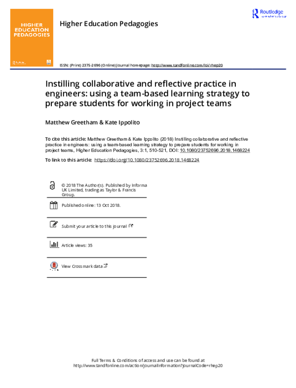 (PDF) Instilling collaborative and reflective practice in engineers ...