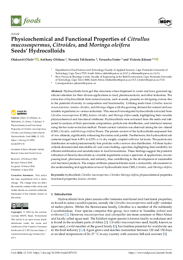(PDF) Physicochemical and Functional Properties of Citrullus ...