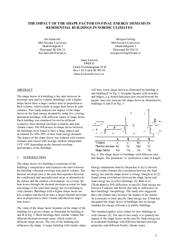 (PDF) The Impact of the Shape Factor on Final Energy Demand in ...