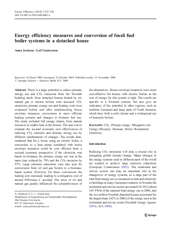 (PDF) Energy efficiency measures and conversion of fossil fuel boiler ...