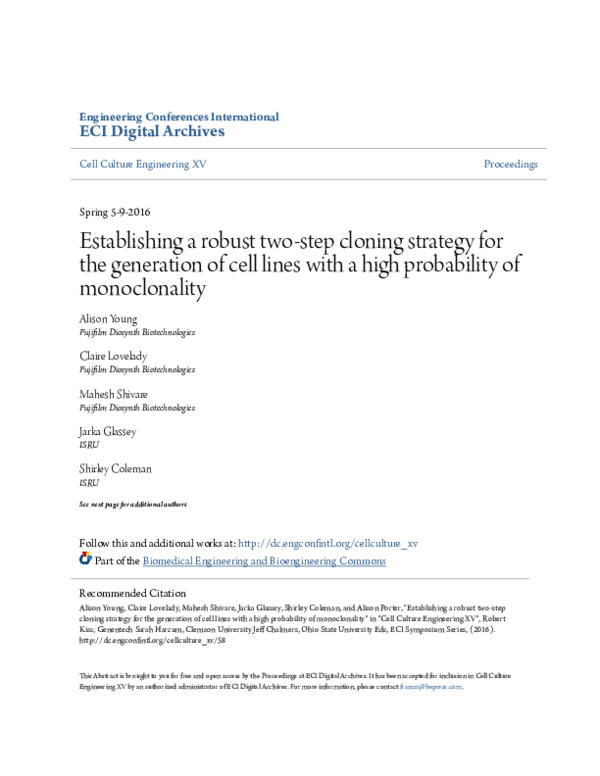 (PDF) Establishing a robust two-step cloning strategy for the ...