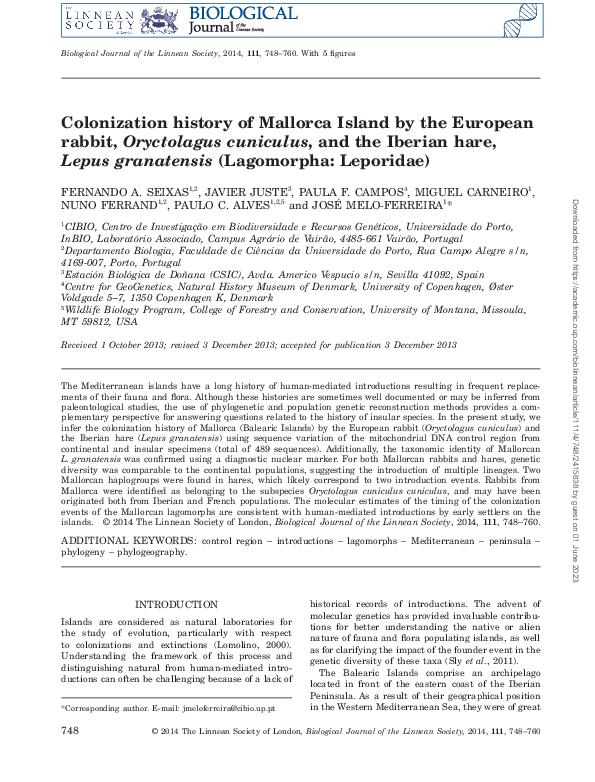 (PDF) Colonization history of Mallorca Island by the European rabbit ...