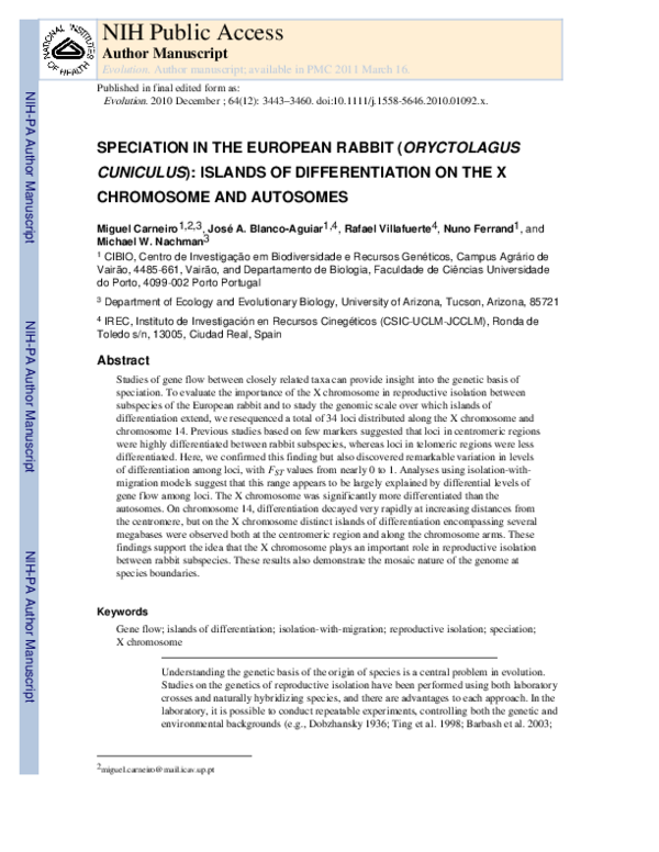 (PDF) Speciation in the European Rabbit (Oryctolagus Cuniculus ...