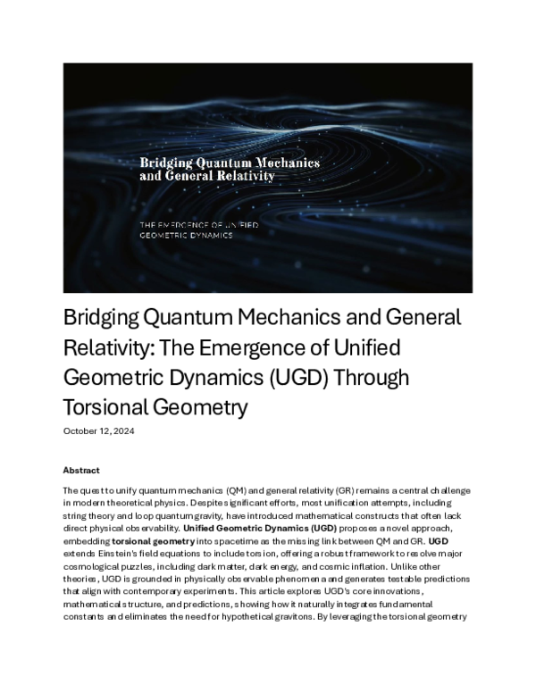 (PDF) Bridging Quantum Mechanics and General Relativity: The Emergence ...