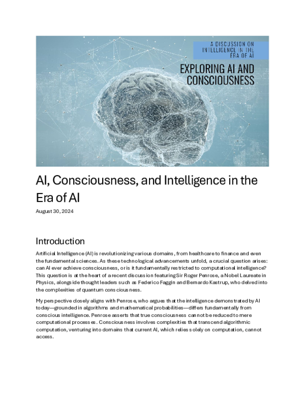 (PDF) AI Consciousness and Intelligence in the Era of AI