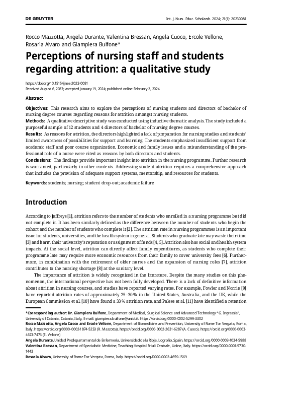 (PDF) Perceptions of nursing staff and students regarding attrition: a ...