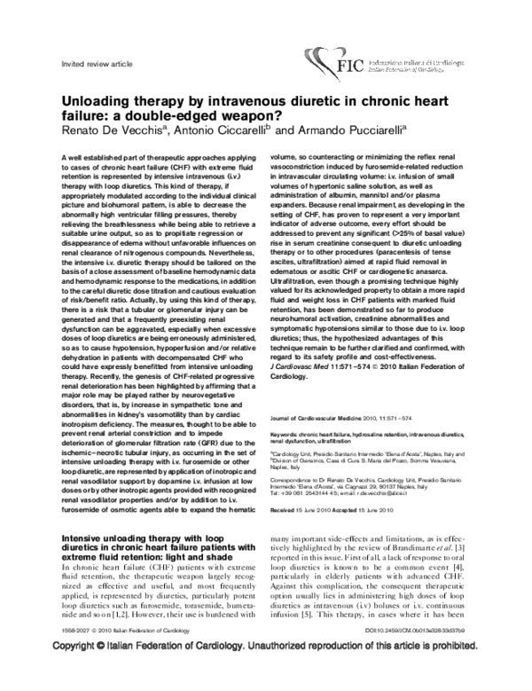 (PDF) Unloading therapy by intravenous diuretic in chronic heart ...
