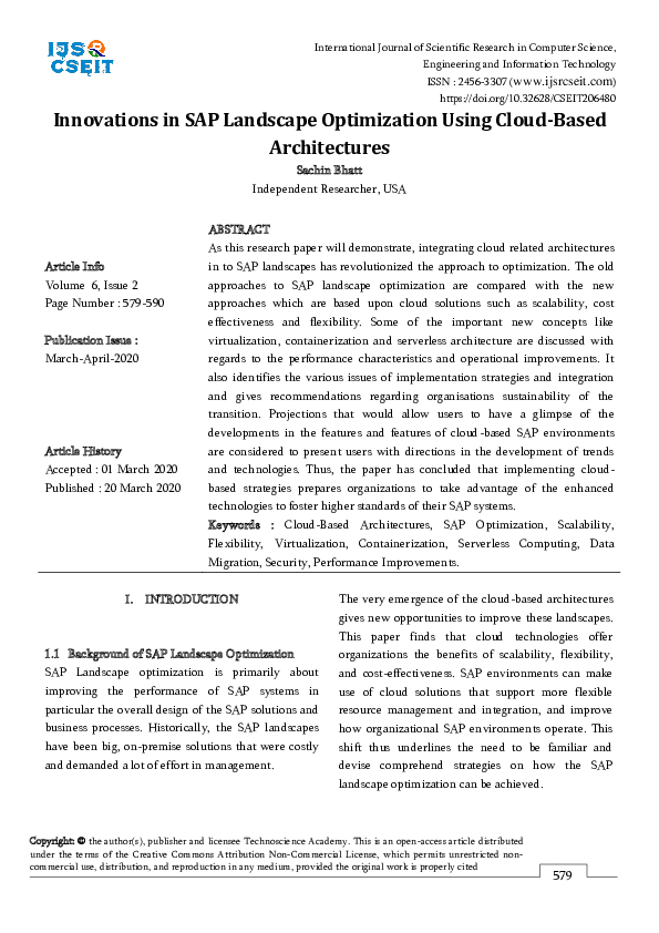 (PDF) Innovations in SAP Landscape Optimization Using Cloud-Based ...