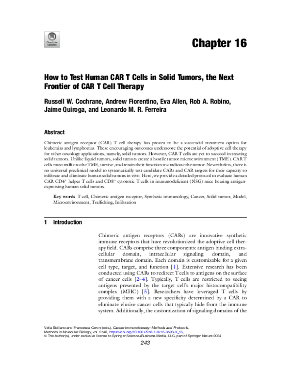 (PDF) How to Test Human CAR T Cells in Solid Tumors, the Next Frontier ...