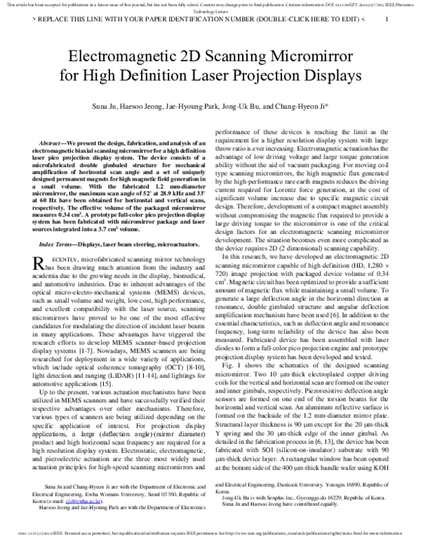 (PDF) Electromagnetic 2D Scanning Micromirror for High Definition Laser ...