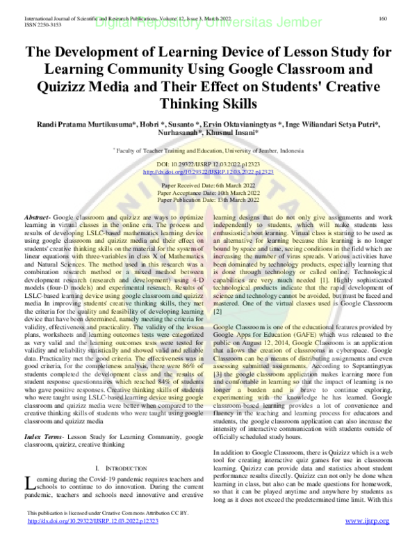 (PDF) The Development of Learning Device of Lesson Study for Learning ...