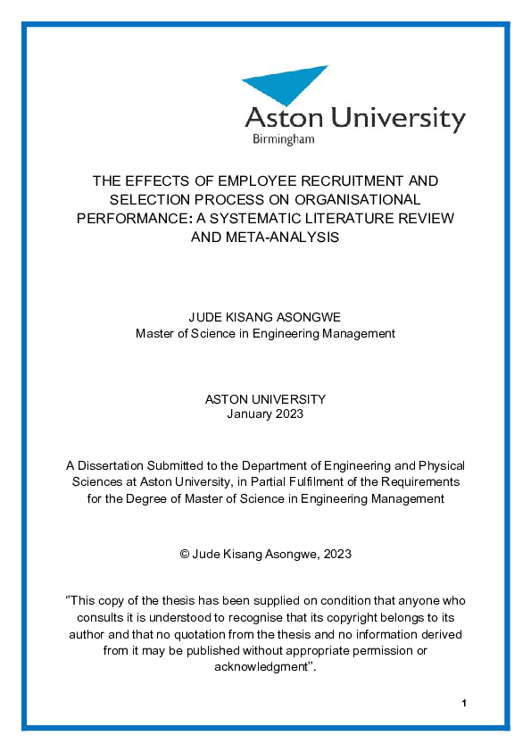 (PDF) THE EFFECTS OF EMPLOYEE RECRUITMENT AND SELECTION PROCESS ON ...