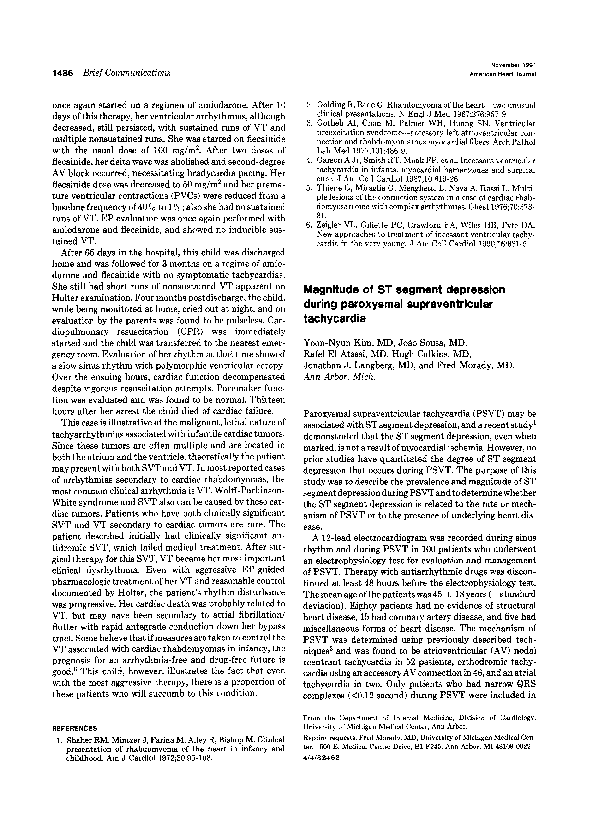 (PDF) Magnitude of ST segment depression during paroxysmal ...