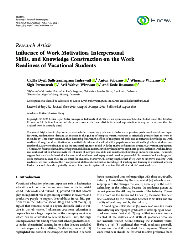 (PDF) Influence of Work Motivation, Interpersonal Skills, and Knowledge ...