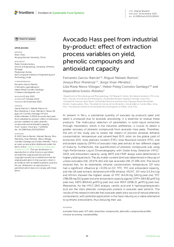 (PDF) Avocado Hass peel from industrial by-product: effect of ...