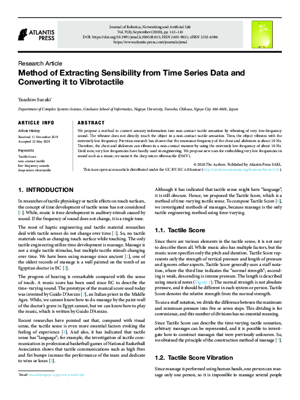 (PDF) Method of Extracting Sensibility from Time Series Data and ...
